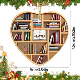 Christmas Ornaments 2024, Christmas Hanging Ornament Bookworm Bookshelf Christmas Tree Book Lovers Ornament Decoration Book Nerd Christmas Party Decor Gifts Librarian Friends Families (Loveshelf-C)