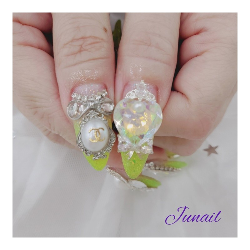 ⭐️ Lemon Pearl Handmade Nail Tips ✨ - Short Almond