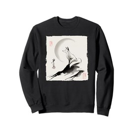 Japanese Kitsune Fox and Moon Vintage Zen Spiritual Gift Sweatshirt