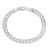 6.5mm Solid .925 Sterling Silver Flat Curb Chain Bracelet, 9