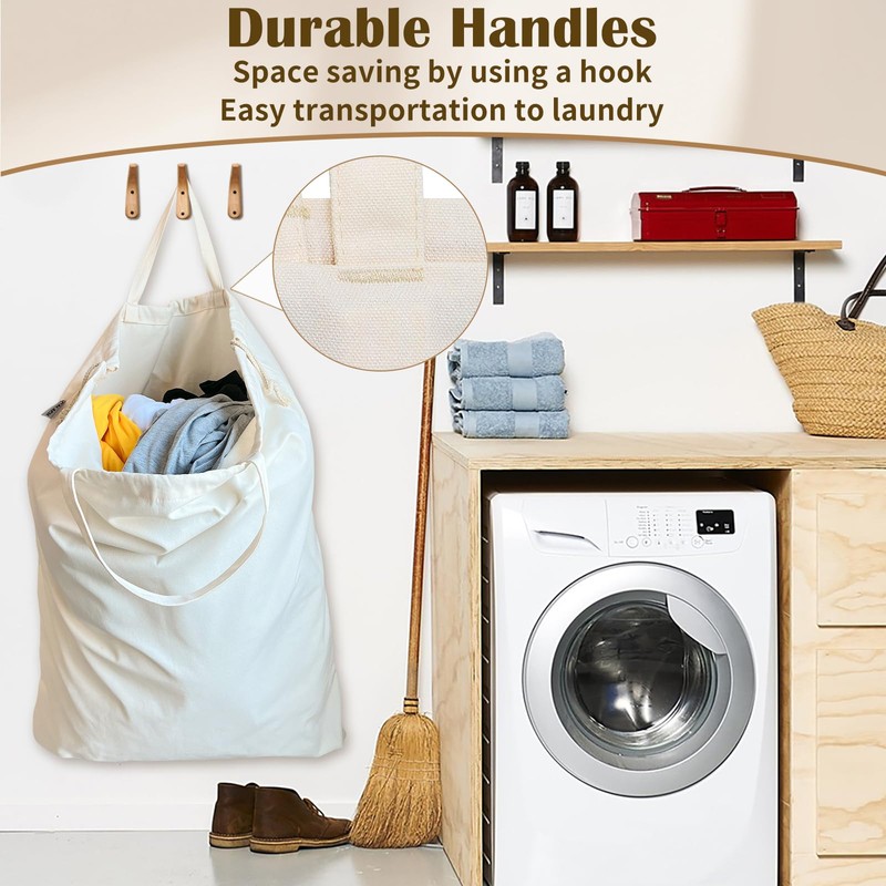 CALACH Canvas Laundry Bag 33"Lx 35"H, Thick Cotton Laundry Bag