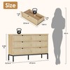Brafab Natural Rattan 6 Drawer Double Dresser for Bedroom, Industrial