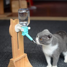 Hamster Water Bottle Stand Pet Standing Water Dispenser, Hanging Wood Waterer Rack Water Fountain Frame without Water Dispenser for Pet Dog Cat Wooden Water Bottle Stand