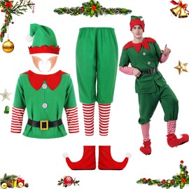 Carnavalife Elf Costume for Women Men Christmas Elf Girls Boys Leprechaun Christmas Costume Christmas Costume Adult and Kids Helper Costume Papanoel (S, Elf Costume, Men)