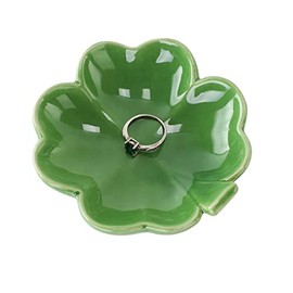 VINCOMIC Four-Leaf Clover Ceramic Ring Dish,Decorative Trinket Jewelry Dish,Birthday Wedding ST Patricks Day Christmas Gifts for Women