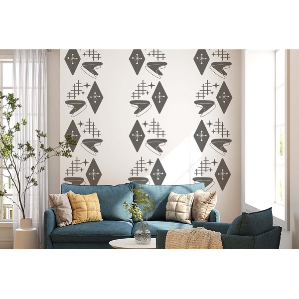 Revamp Your Space: Boomerang Pattern Wall Decals - Mid-Century Modern