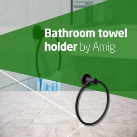 Amig - Bathroom Towel Rail Mod. Gorliz-3 | Wall-Mounted Towel Holder Screws Included | Ø155 x 52 mm | Stainless Steel and Zamak | Matt Black