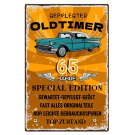 Tin Sign 65 Birthday Sign 65 Years Classic Gifts for the 65th Birthday Man Funny Birthday Sign 65, Gift Idea for 65th Anniversary - Vintage Metal Sign 20 x 30 cm