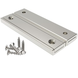 Magnetpro Pack of 2 Rectangular Magnets 30 kg Force 60 x 13.5 x 5 mm with Hole and Steel Capsule, Household and Industrial Pot Magnet with Screws