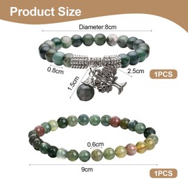 VEHYEGOI 2Pcs Beaded Bracelets, Tree Of Life Pendant Bracelets, Bead Bracelets For Women, Stretch Stone Beaded Bracelets, Fashionable Bracelets