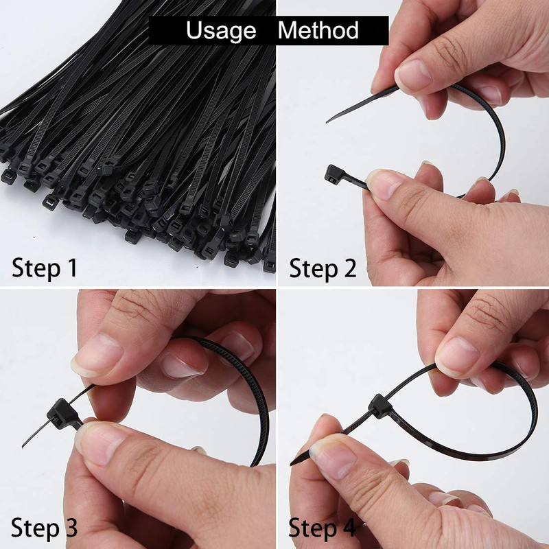 150 Pieces Multi-Purpose Cable Zip Ties 8 Inch,Self Locking Black