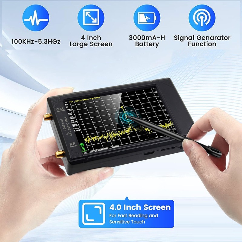 Mini Handheld Spectrum Analyzer 100kHz to 5.3GHz 4in Spectrum Analyzer