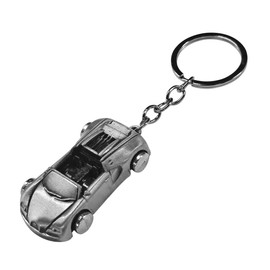 LHDOS Creative 3D Car Model Keychain - Mini Metal Key Chain Car Shape Keyring Present for Men Women - Universal Cute Key Holder Auto Accessories for Smart Key Fob (Silver)