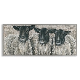 Stupell Industries Three Sheep Trio Rural Farm Animal Portrait Framed Wall Art, Design by Hollihocks Art