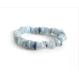 Aquamarine Stretch Bracelet, March Birthstone, Gemstone Chips Blue Stone Jewelry