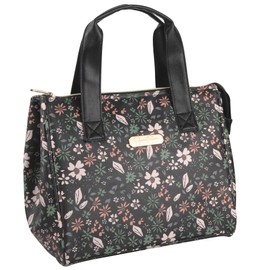 Jessica Simpson Insulated Lunch Bag for Work, Picnics, Travel Car Trips Reusable Can Cooler Wide Open Lunch Bags for Women (Flower Garden)