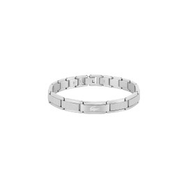 Lacoste Jewelry Stencil Men's Stainless Steel Link Bracelet, Color: Silver (Model: 2040188)