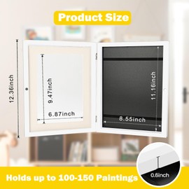 Kids Art Frames Front Opening,8.5x11 Kids Artwork Frames Changeable, 10x12.5 White Children Art Project Kids Storage Display Picture Frames Holds 50-150 Pcs for 3D Picture, Crafts, Children Drawing, Hanging Art, Portfolio(Set of 1)