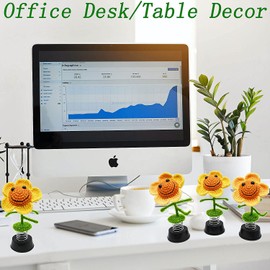 Mothers Day Gifts for Mom Grandma, Sunflower Gifts for Women, Adorable Sunflower Decor Car Dashboard Accessories, Home Office Kitchen Bathroom Wall Desk Flower Decoration (Yellow)