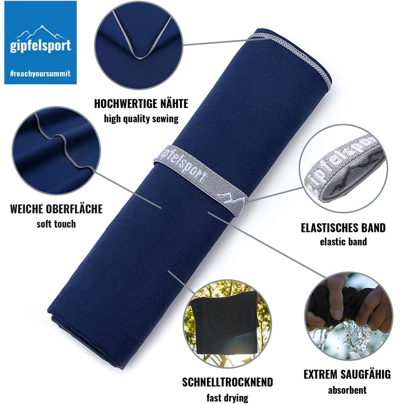 gipfelsport Microfibre Towel, Microfibre Towel Set, Beach Towel, Bath Towel,