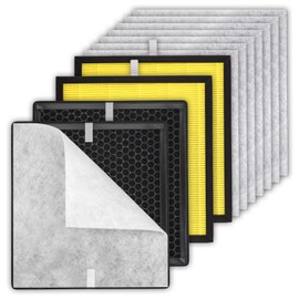 4+8 Pack PR1 Filter Pet Care Replacement Filter for Mooka PR1 Air Purifier, H13 True HEPA Filter, 3-in-1 Activated Carbon Filter for Home Large Room up to 2200sq.ft, with 8 Pieces Washable Pre-Filters