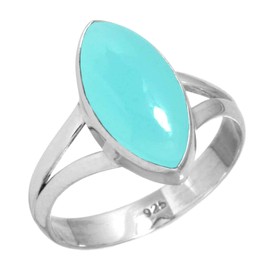 Jeweloporium Aqua Chalcedony 925 Silver Ring for Women Gemstone Cocktail Silver Ring Size T Victorian Jewelry