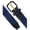 Belts.com Leather Covered Buckle Woven Elastic Stretch Belt, Navy, (S(32"-34")