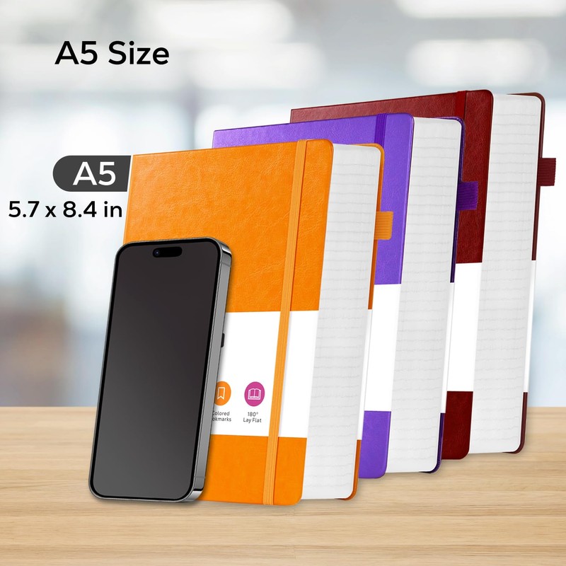 FOCUS DAY 3 Pack Lined Journal Notebooks, A5 Thick Notebook