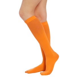 Lastclream Women Costume Knee-High Stockings for Girls 80D Semi Opaque Velma Costume Knee High Sock (Orange)