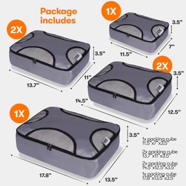 INNOVITY Set of 6 Packing Cubes for Suitcases, Travel Essentials for Carry on Luggage, Suitcase organiser Bags Set for Travel Accessories in 4 Sizes (Grey)