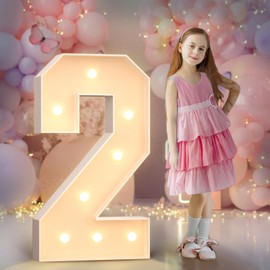 Gigantic Luminous Numbers Decoration Birthday, Wedding Anniversary, 2nd Birthday Party, Luminous Numbers LED, Wedding Decoration, Birthday Engagement Decoration, Party Accessories, Number 2