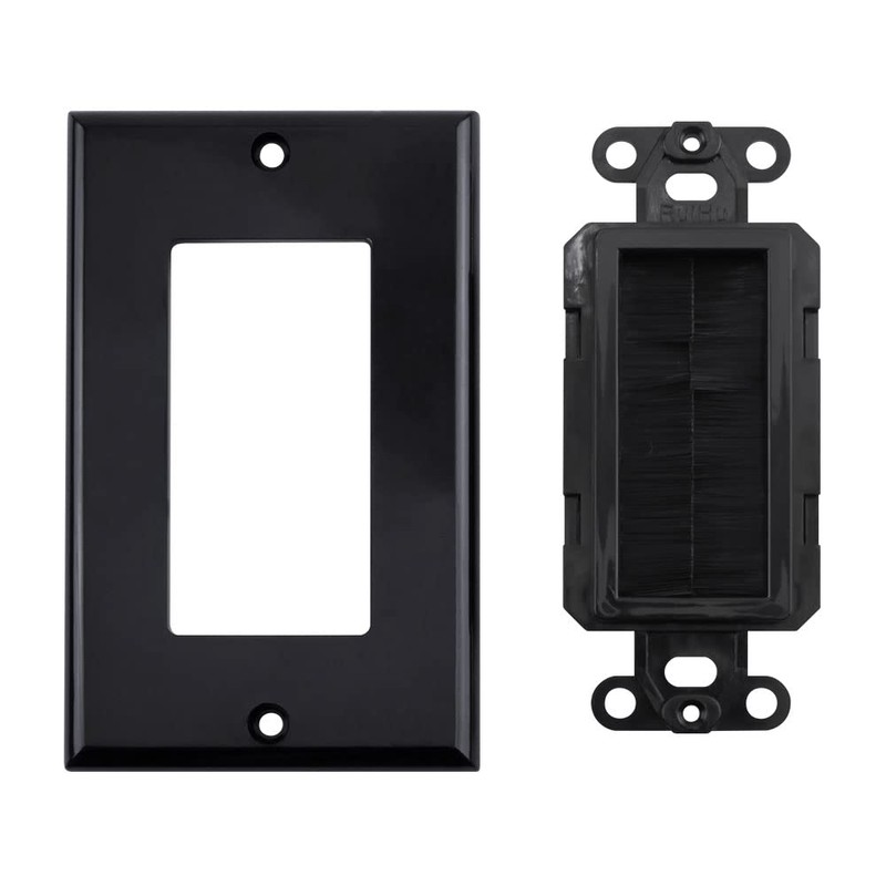 Construct Pro Single-Gang Décor Brush Plate (Black Plate w/Black Brush)