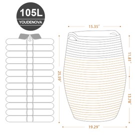 Cotton Rope Laundry Hamper by YOUDENOVA, 105L - Woven Collapsible Laundry Basket - Clothes Storage Basket for Blankets, Laundry Room Organizing, Bedroom Storage, Clothes Hamper – Grey & White