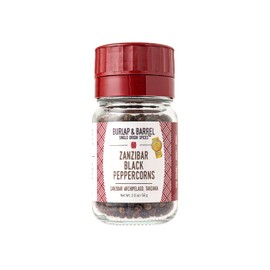 Burlap & Barrel | Zanzibar Black Peppercorns | As Seen On Shark Tank! | Award-Winning, Vine-Ripened, Bright, Lemony, Spicy | Peppercorns Whole, Pepper Corns | 2 Oz Grinder-Top Glass Jar