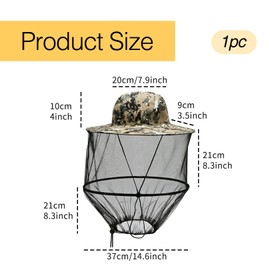 Mosquito Head Net Hat,Midge Nets for Head,Foldable Midge Hat,Sun Hats with Netting,Bee Keeper Hats,Portable,Quick Dry Wide Brim,for Men Women Outdoor Hiking,Camping,Gardening,Fishing(Grey Camouflage)