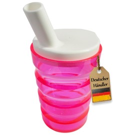 FabaCare Drinking Cup with Two Lids, Grooved Cup, Sippy Cup, Easy To Clean Special Seal, Pink