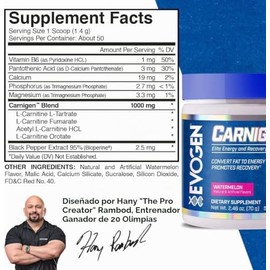 Evogen Carnigen, Tartrato De Carnitina, En Polvo, Acetyl-L-Carnitina (SANDIA) 50 Servicios