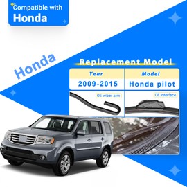 RAINTOK Windshield Wiper Blade Set Replacement for 2009-2015 Honda Pilot Original Equipment Replacement Front Rear Wiper Blades - 22"/21"/14" (Pack of 3)