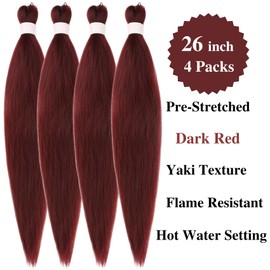 Dark Burgundy Braiding Hair Pre stretched Curly Deep Wave Crochet Braids Prestretched Braiding Hair Ez Braid Hypoallergenic Knotless Itch Free