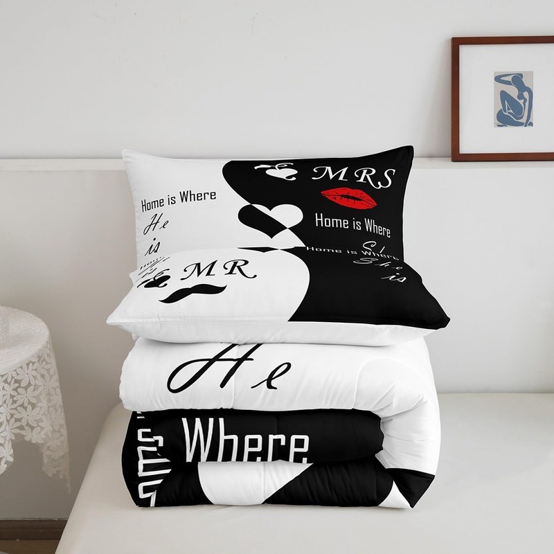 Feelyou Valentine's Day Bedding Set King Size His and Hers