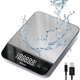 Etekcity 22lb Food Kitchen Scale, USB Rechargeable, IPX6 Waterproof | Digital scale with grams & ounces, 1g precision, 5 weight units, tare, ideal for