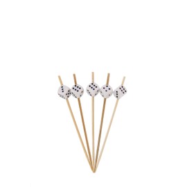 BambooMN 3.9" Decorative Bamboo White Dice Cocktails Hors D'oeuvres Fruit Sandwich Skewers Picks for Catered Events, Holiday's, Restaurants or Buffet Party Supplies, 200 Pieces