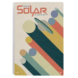 Lantern Press 6x9 Inch Metal Sign, The Solar System, Vintage Planet Poster