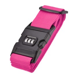 sourcing map Luggage Strap Suitcase Belt with Buckle, Combination Lock, 2Mx5cm Adjustable PP Travel Packing Accessory, Rose Red