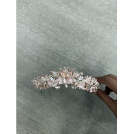 JAKAWIN Light Up Rhinestone Crown and Tiara Leaf Headbands Pearl Princess Headpiece for Women (2 Rose Gold, One Size)