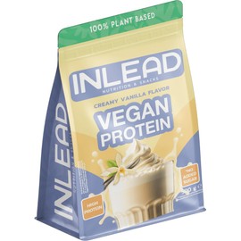 INLEAD - Vegan Protein - CREAMY VANILLA | Veganes Proteinpulver mit Cremiger Konsistenz | Optimales Aminosäureprofil - 100% Pflanzlich - ohne zugesetztem Zucker | Mehrkomponenten Eiweißpulver - 500g