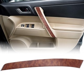 Door Handle Cover Accessories Fit for Toyota Highlander 2008 2009 2010 2011 2012 2013, Armrest Strip Panel Interior Trim Replacement to Replace, Wood Grain (Front Right)