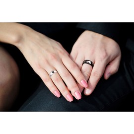 Aotiwe Couple Rings for 2, Friendship Rings Yin Yang Wedding Rings Woman Partner Rings Black Silver Stainless Steel, Non-precious metal, No Gemstone
