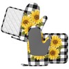 MIFSOIAVV Sunflower Black White Buffalo Plaid Oven Mitts and Pot