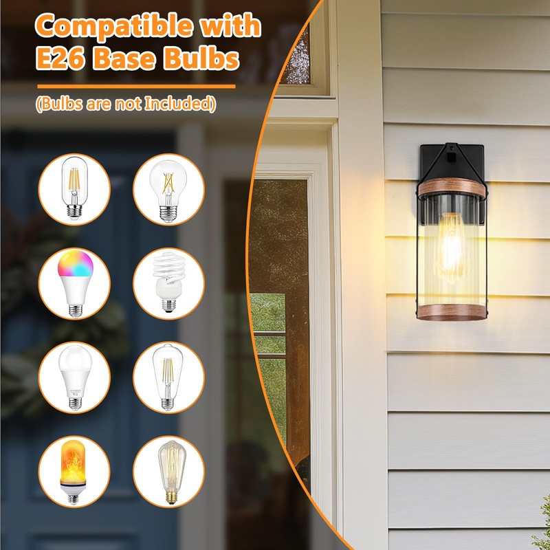 2-Pack Outdoor Light Fixtures, Waterproof Modern Exterior Wall Lantern Porch